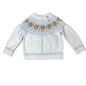 Tommy Bahama Beige Cream Girls Teddy Bear Button Sweater Blue Green NWT 12 Month